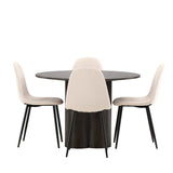 OliviaJídelní Stůl-Mocca/MoccaVeneer+PolarJídelní Židle-Černé nohy/BeigeVelvet_4