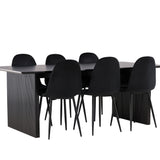 Jídelní stůl Vail – černá / kouřová černá MDF + jídelní židle Polar – černé nohy / černý samet _6