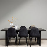 Jídelní stůl Vail – černá / kouřová černá MDF + jídelní židle Polar – černé nohy / černý samet _6