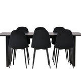 Jídelní stůl Vail – černá / kouřová černá MDF + jídelní židle Polar – černé nohy / černý samet _6