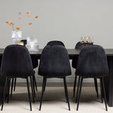 Jídelní stůl Vail – černá / kouřová černá MDF + jídelní židle Polar – černé nohy / černý samet _6