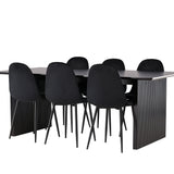 Jídelní stůl Vail – černá / kouřová černá MDF + jídelní židle Polar – černé nohy / černý samet _6