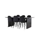 Jídelní stůl Vail – černá / kouřová černá MDF + jídelní židle Polar – černé nohy / černý samet _6