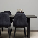 Jídelní stůl Vail – černá / kouřová černá MDF + jídelní židle Polar – černé nohy / černý samet _6