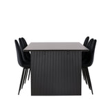 Jídelní stůl Vail – černá / kouřová černá MDF + jídelní židle Polar – černé nohy / černý samet _6