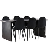 Jídelní stůl Vail – černá / kouřová černá MDF + jídelní židle Polar – černé nohy / černý samet _6