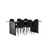 Jídelní stůl Vail – černá / kouřová černá MDF + jídelní židle Polar – černé nohy / černý samet _6