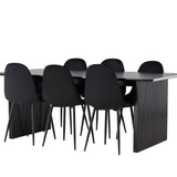 Jídelní stůl Vail – černá / kouřová černá MDF + jídelní židle Polar – černé nohy / černý samet _6