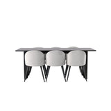 Jídelní stůl Vail – černá / kouřová černá MDF + sametová jídelní židle – světle šedá / černá _6