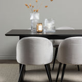 Jídelní stůl Vail – černá / kouřová černá MDF + sametová jídelní židle – světle šedá / černá _6