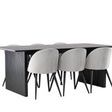 Jídelní stůl Vail – černá / kouřová černá MDF + sametová jídelní židle – světle šedá / černá _6