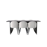 Jídelní stůl Vail – černá / kouřová černá MDF + sametová jídelní židle – světle šedá / černá _6