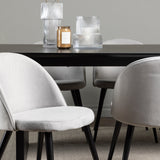 Jídelní stůl Vail – černá / kouřová černá MDF + sametová jídelní židle – světle šedá / černá _6