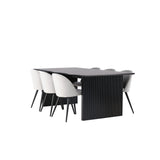 Jídelní stůl Vail – černá / kouřová černá MDF + sametová jídelní židle – světle šedá / černá _6