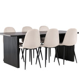 Jídelní stůl Vail - černá / kouřová černá MDF + jídelní židle Polar - černé nohy / béžový samet _6