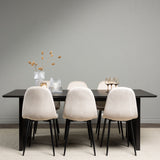 Jídelní stůl Vail - černá / kouřová černá MDF + jídelní židle Polar - černé nohy / béžový samet _6