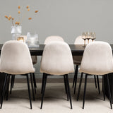 Jídelní stůl Vail - černá / kouřová černá MDF + jídelní židle Polar - černé nohy / béžový samet _6