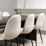 Jídelní stůl Vail - černá / kouřová černá MDF + jídelní židle Polar - černé nohy / béžový samet _6