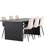 Jídelní stůl Vail - černá / kouřová černá MDF + jídelní židle Polar - černé nohy / béžový samet _6