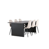 Jídelní stůl Vail - černá / kouřová černá MDF + jídelní židle Polar - černé nohy / béžový samet _6