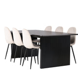 Jídelní stůl Vail - černá / kouřová černá MDF + jídelní židle Polar - černé nohy / béžový samet _6