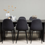 Jídelní stůl Vail – černá / kouřová černá MDF + jídelní židle Polar – černé nohy – černá látka _6