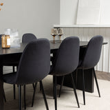 Jídelní stůl Vail – černá / kouřová černá MDF + jídelní židle Polar – černé nohy – černá látka _6