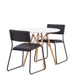 Jídelní stůl Danburi - Woodlook / Woodlook MDF + židle Kenth - černá / černá PU _2