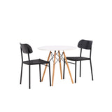 Jídelní stůl Danburi – Woodlook / Woodlook MDF + Jídelní židle Polly – Černá / Černá _2