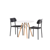 Jídelní stůl Danburi – Woodlook / Woodlook MDF + Jídelní židle Polly – Černá / Černá _2