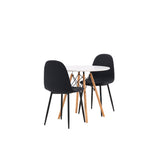 Jídelní stůl Danburi – Woodlook / Woodlook MDF + Jídelní židle Polar – černé nohy – černá látka _2