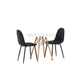 Jídelní stůl Danburi – Woodlook / Woodlook MDF + Jídelní židle Polar – černé nohy – černá látka _2