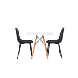 Jídelní stůl Danburi – Woodlook / Woodlook MDF + Jídelní židle Polar – černé nohy – černá látka _2