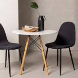 Jídelní stůl Danburi – Woodlook / Woodlook MDF + Jídelní židle Polar – černé nohy – černá látka _2