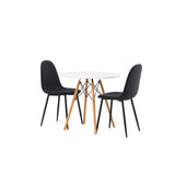 Jídelní stůl Danburi – Woodlook / Woodlook MDF + Jídelní židle Polar – černé nohy – černá látka _2