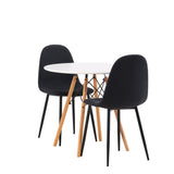 Jídelní stůl Danburi – Woodlook / Woodlook MDF + Jídelní židle Polar – černé nohy – černá látka _2