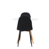 Jídelní stůl Danburi – Woodlook / Woodlook MDF + Jídelní židle Polar – černé nohy – černá látka _2