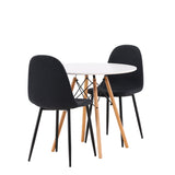 Jídelní stůl Danburi – Woodlook / Woodlook MDF + Jídelní židle Polar – černé nohy – černá látka _2