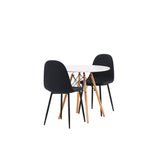 Jídelní stůl Danburi – Woodlook / Woodlook MDF + Jídelní židle Polar – černé nohy – černá látka _2
