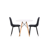 Jídelní stůl Danburi – Woodlook / Woodlook MDF + Jídelní židle Polar – černé nohy – černá látka _2