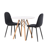 Jídelní stůl Danburi – Woodlook / Woodlook MDF + Jídelní židle Polar – černé nohy – černá látka _2