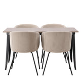 Jídelní stůl Tempe – černá / ořechová MDF + židle Berit – černá / béžová látka (polyesterové prádlo) _4