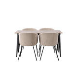 Jídelní stůl Tempe – černá / ořechová MDF + židle Berit – černá / béžová látka (polyesterové prádlo) _4