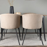 Jídelní stůl Tempe – černá / ořechová MDF + židle Berit – černá / béžová látka (polyesterové prádlo) _4