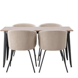 Jídelní stůl Tempe – černá / ořechová MDF + židle Berit – černá / béžová látka (polyesterové prádlo) _4