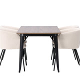 Jídelní stůl Tempe - černá / ořechová MDF + židle Berit - černá / béžový samet _4