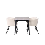 Jídelní stůl Tempe - černá / ořechová MDF + židle Berit - černá / béžový samet _4