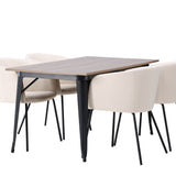 Jídelní stůl Tempe - černá / ořechová MDF + židle Berit - černá / béžový samet _4