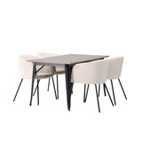 Jídelní stůl Tempe - černá / ořechová MDF + židle Berit - černá / béžový samet _4
