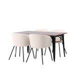Jídelní stůl Tempe - černá / ořechová MDF + židle Berit - černá / béžový samet _4